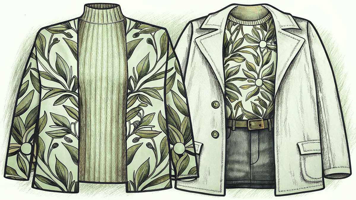 A spring mannequin sports a lightweight sweater paired with cropped jeans and a trench coat.