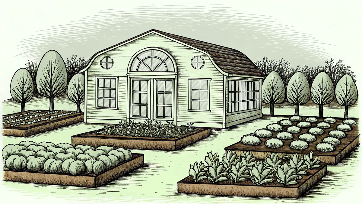 Fresh green sprouts push through dark soil as spring flowers begin to bloom overhead.