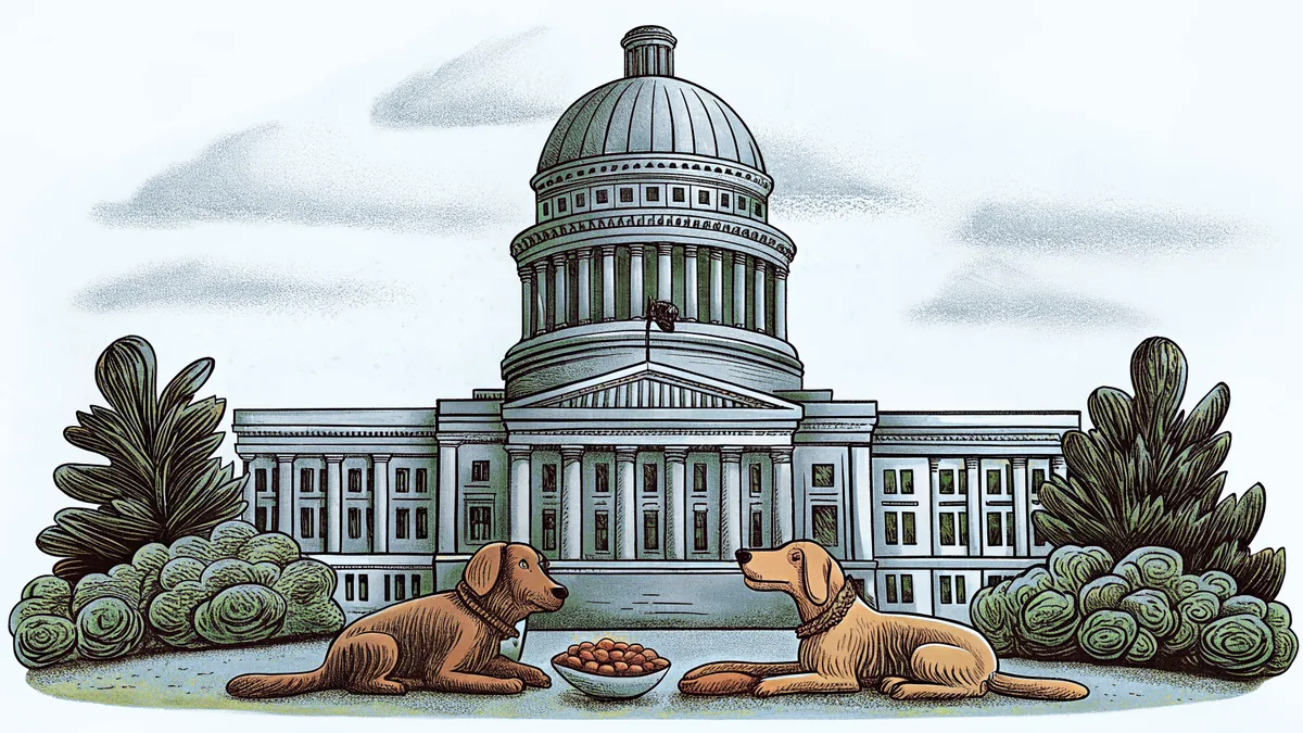 Cozy dogs and corn dogs sit in front of Springfield's Old Capitol.
