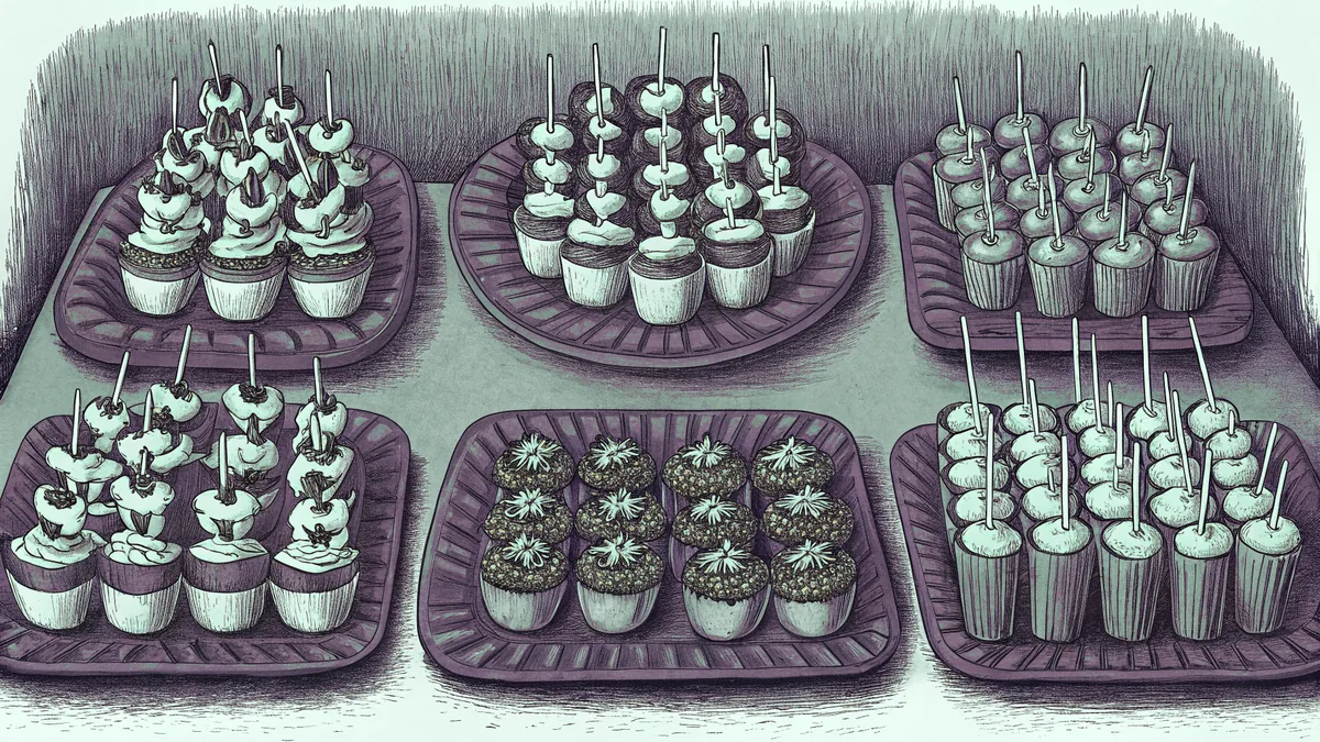 Green appetizers on serving platter