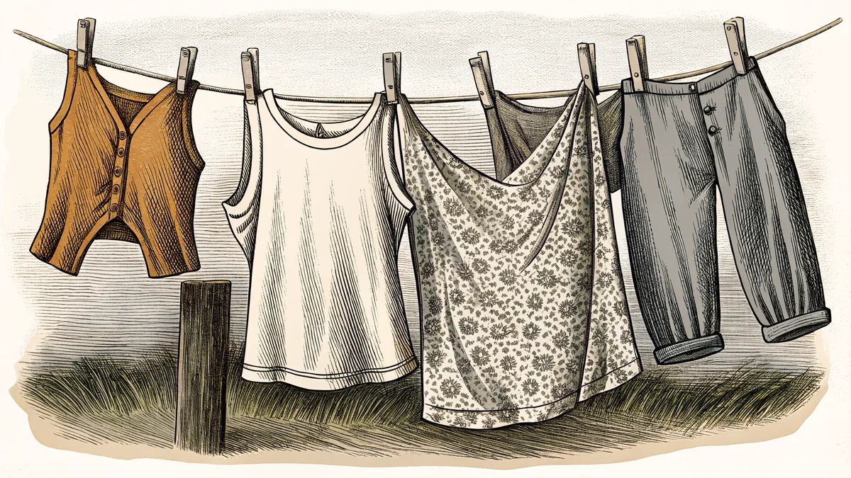 Colorful summer fashion including swimwear, tank tops, shorts, and a flowered dress