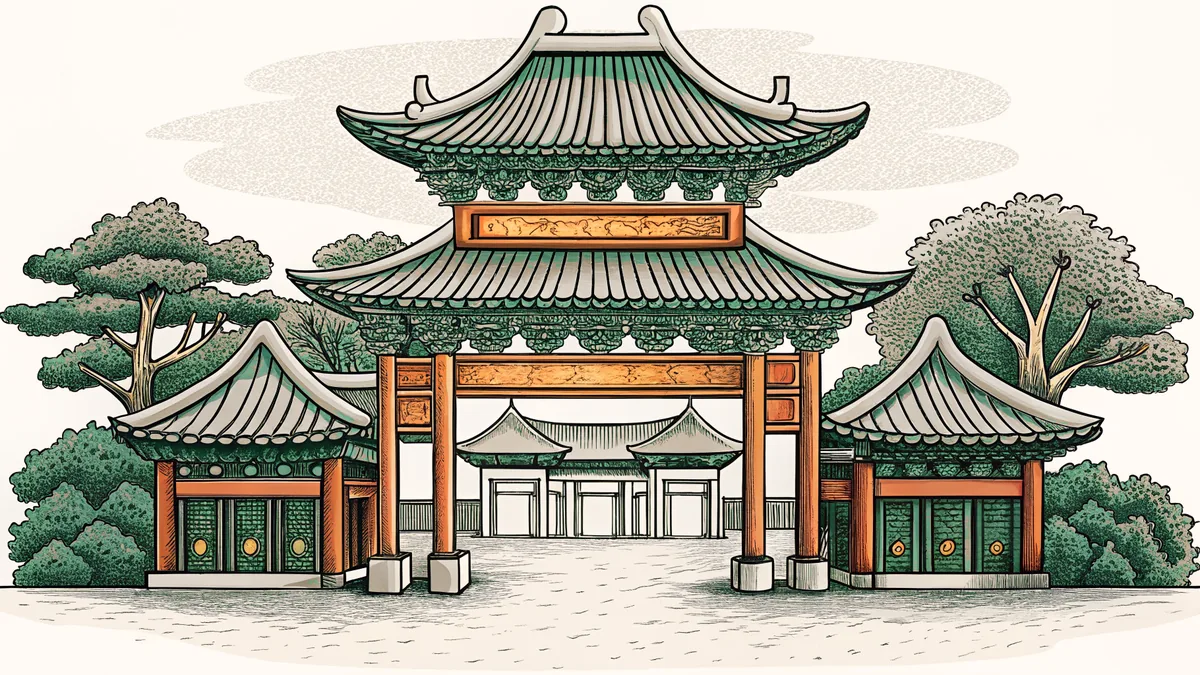 A historic temple overlooks Taipei's lively night market filled with street food stalls