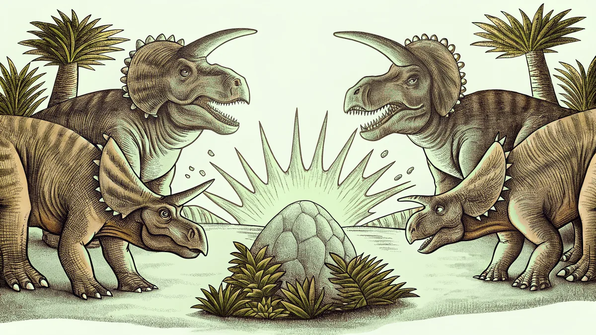 Late dinosaur era scene with asteroid striking planet.