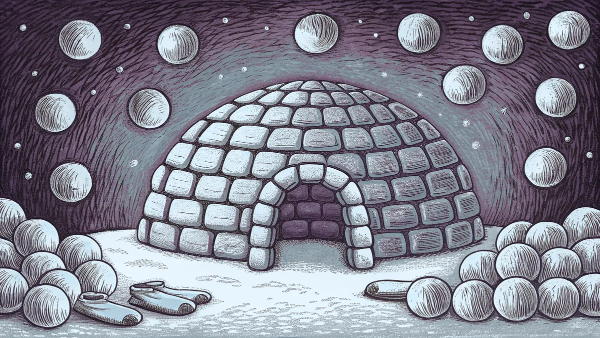 Flying snowballs head toward a snow fort during an outdoor winter battle.