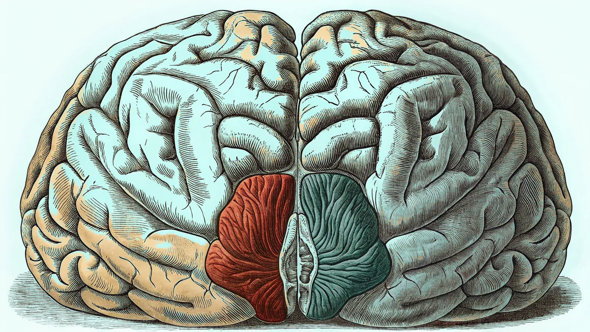 Colorful cross-section of the human brain revealing intricate internal structures.