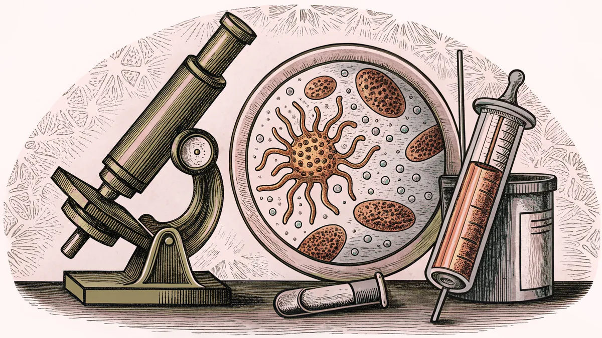 Microscopic immune cells fighting germs.