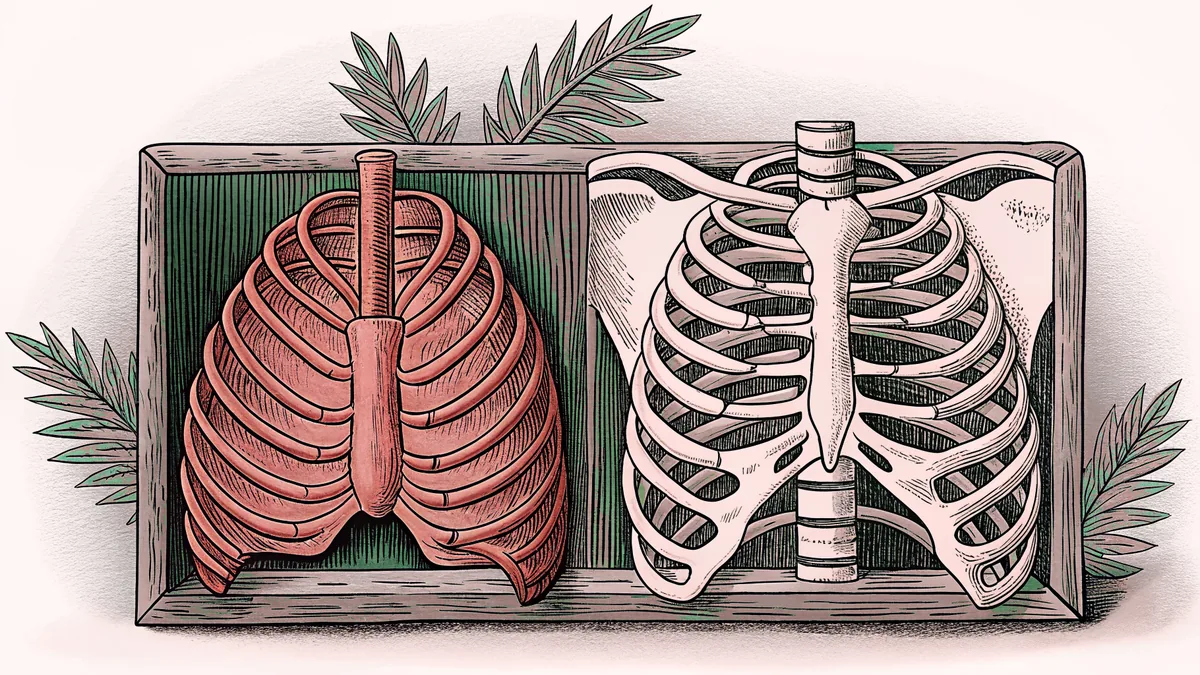 Anatomical models showing the respiratory system structure