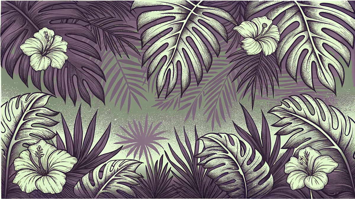 Tropical plants in jungle foliage