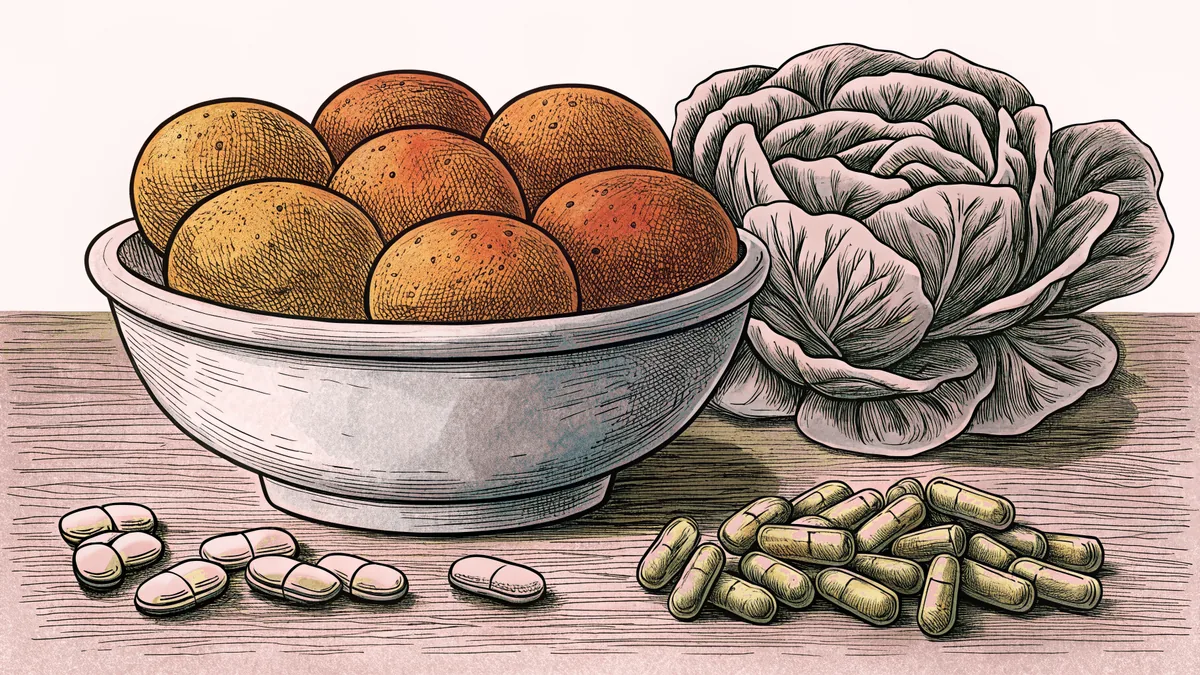 Nutrient-rich foods and supplements on a countertop