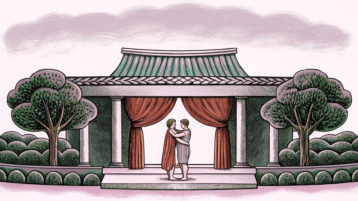 Expressing warmth and affection, a heartfelt scene shows tenderness between loved ones
