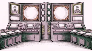 SHIELD command center with illuminated monitors and tactical equipment