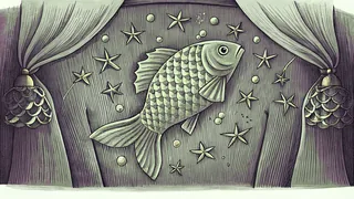 Paper fish April Fools prank decoration with jester bells and confetti