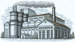Industrial steel mills and mountains dominate a historic city skyline
