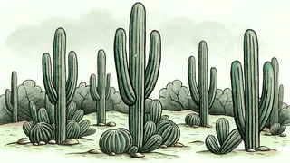 Desert cacti on sand