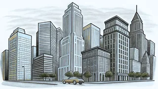 A high-speed race car racing past Charlotte's downtown skyline.