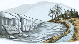 Melting beside drought-stricken landscape, a glacier meets renewable energy