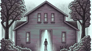 A silhouetted figure expressing anxiety amid dark, ominous surroundings.