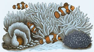 Teeming with colorful tropical fish, a vibrant coral reef lives underwater