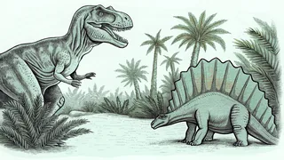 Prehistoric predators including T-Rex and Spinosaurus dominate a dangerous ancient landscape.