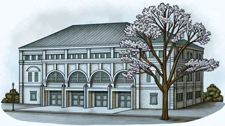 A charming Texas town square with historic architecture and rodeo traditions.