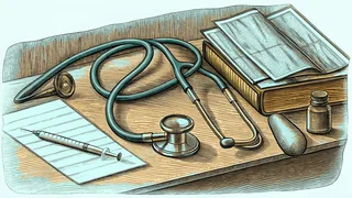 Medical instruments and supplies ready in a clinical setting
