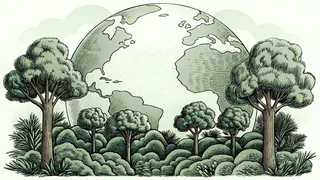 Our planet Earth glows against the darkness of space with vibrant forests and oceans