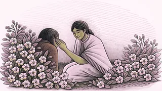 Two figures connecting with compassion and understanding between them.