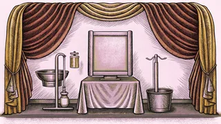Medical equipment including a monitor, IV stand, and surgical tray on a hospital workstation.