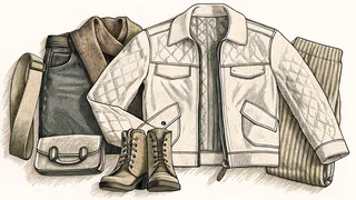 Autumn wardrobe items displayed on a bedroom chair.