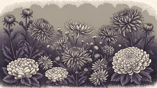 Autumn garden with blooming fall flowers.