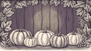 Fall produce arranged on a rustic harvest table.