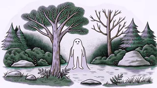 Forest spirits commune beside a pristine northern lake surrounded by old growth.