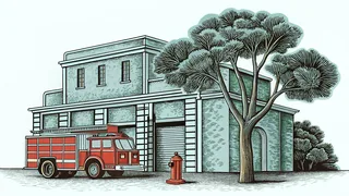 Fire station equipment and truck prepared for emergency response