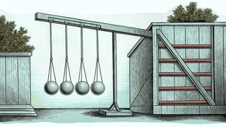 Physics demonstration equipment showing motion and forces in action.