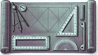 Geometric diagrams illustrate mathematical angles, parallel lines, and symmetry principles.
