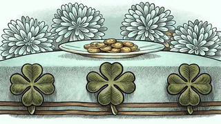 Irish feast with shamrocks and gold