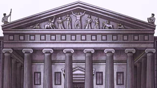Greek mythological figures and gods gathered on Mount Olympus.