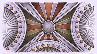 Primordial cosmic forces in an abstract composition.