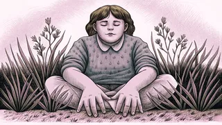 Someone grounding themselves through the senses in a peaceful natural setting.