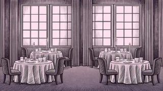 An elegant restaurant table displays fine china, crystal glasses, and candlelight.