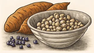 Nutritious carbohydrates from berries and legumes nourish the body.