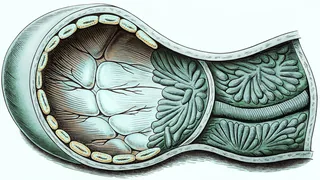 A diagram of the human digestive system showing the stomach, liver, intestines, and other organs clearly.