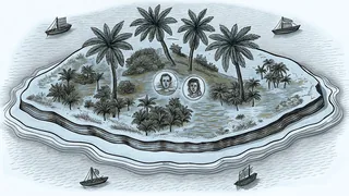 Indian Ocean island atolls with coral reefs visible in crystal clear waters