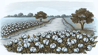 Cotton plants flourish beside the Pearl River in the American South.