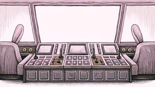 A television set with antennae positioned near a sofa and broadcasting control panel elements.