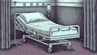 Medical equipment and care essentials in a hospital room