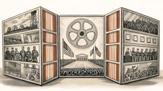 An educational museum archive displaying historical materials and educational exhibits.