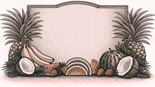 A vibrant fruit arrangement featuring watermelon, bananas, strawberries, and coconut.
