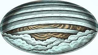 Earth with colored atmospheric layers extending into outer space above