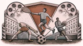 Athletes competing in various sports including soccer, tennis, swimming, and basketball.